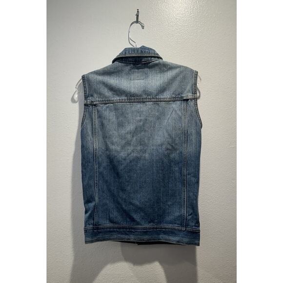 Cedar Wood State Size XS Sleeveless Denim Vest Trucker Festival Hipster Layer - Picture 2 of 6